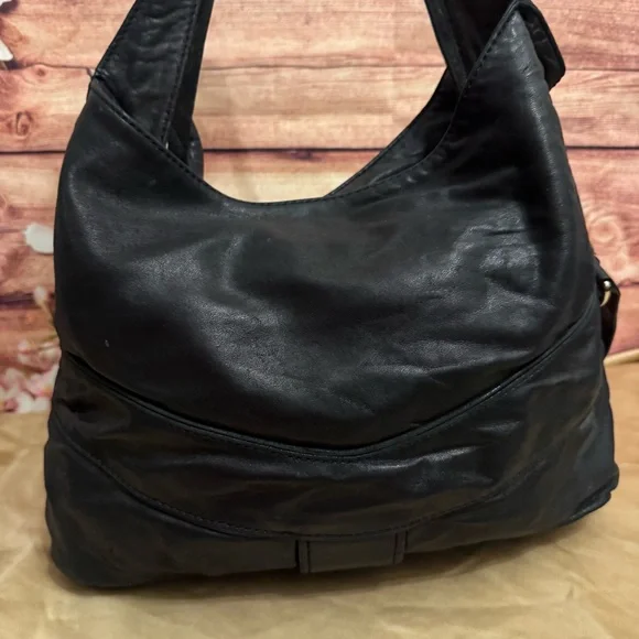 Michael Kors Jamesport Black Leather Hobo Shoulder Bag Large MK Purse - Picture 5 of 11